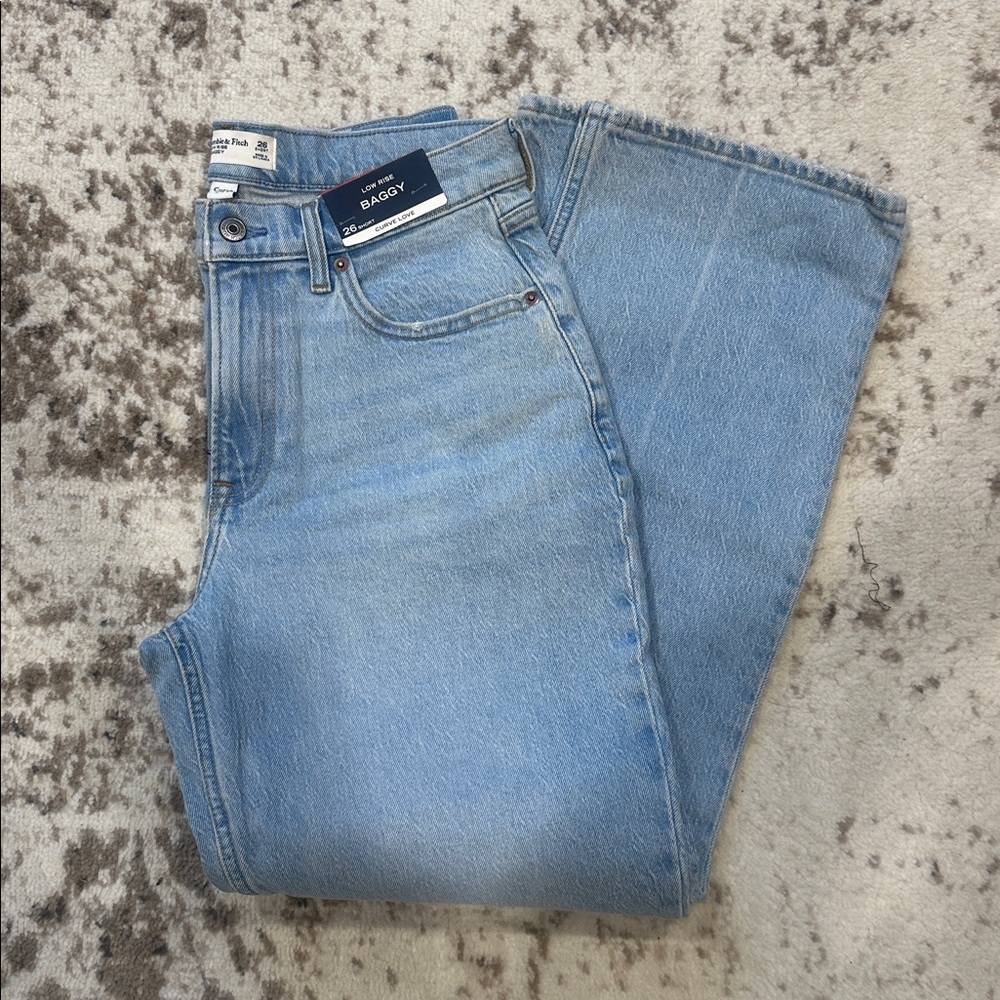 Abercrombie & Fitch Light Wash, Curvy Low Rise Baggy Jeans